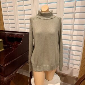 JEANNE PIERRE Sage Green Cotton Turtleneck Sweater szXL